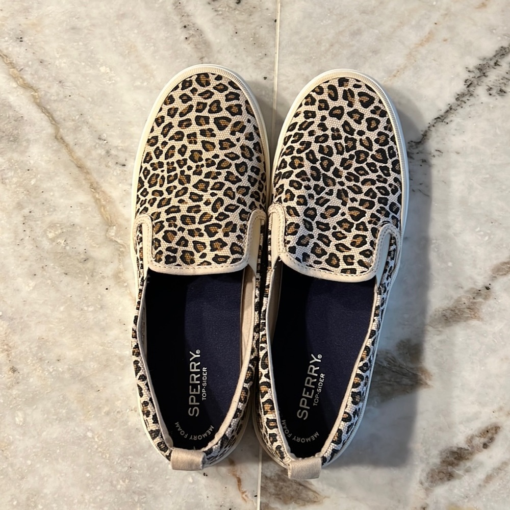 Sperry Leopard Slip On Sneakers